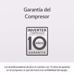 Garantía de 10 años en el compresor en los split LG domésticos. Solo garantía en la pieza